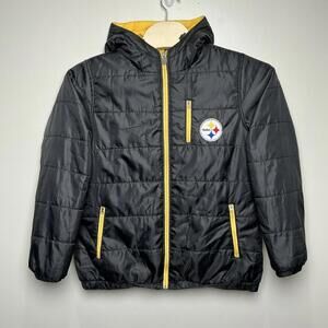 NFL Pittsburgh Steelers Pro‎ Line Jacket Size LARGE Hooded Quilted